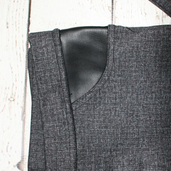 DKNY Heather Grey Leggings with faux leather - Picture 3 of 7